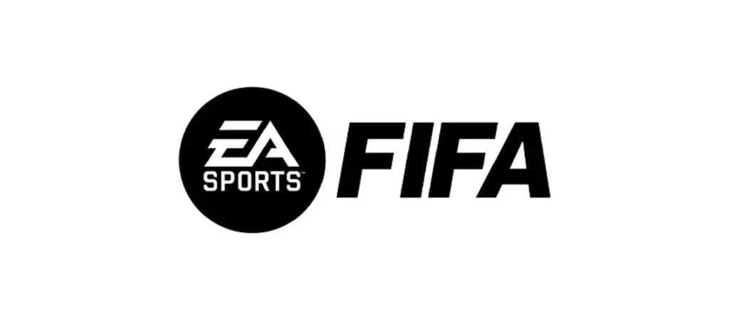 Oficjalne logo symulatora piłki nożnej FIFA, wykonane w eleganckim stylu czcionki na jasnym tle.