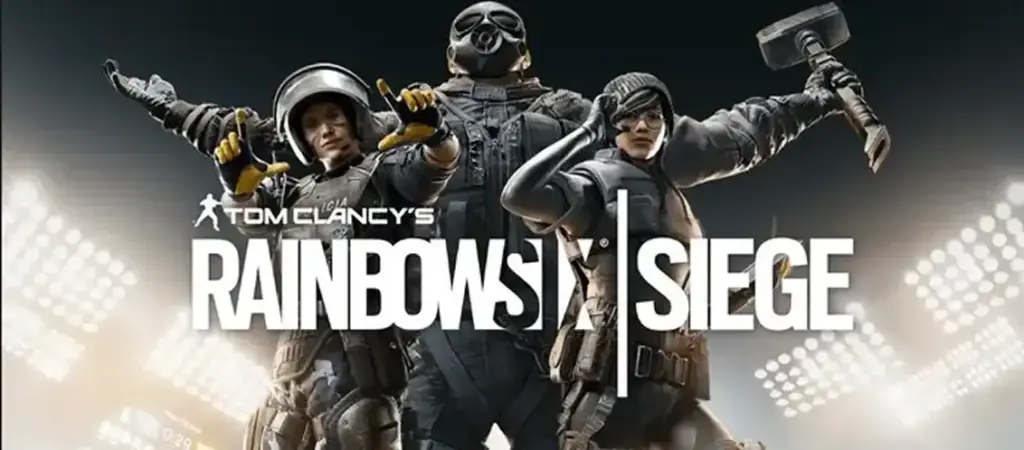 Postacie z gry Rainbow na tle areny do gry.